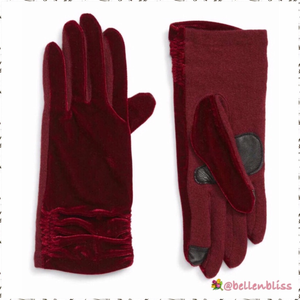 Garnet Velvet Touch Gloves, Size Small